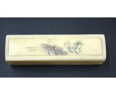 Chinese carved seal box &amp; seal lidded seal box, with painted decoration, opening to fitted seal, also with matching hand 