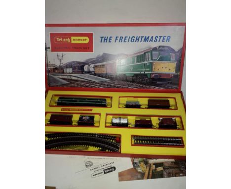 A Tri-Ang Hornby "The Freightmaster" electric train set complete with instructions and information manual, etc.  