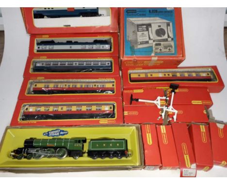 A box of boxed Hornby Railway 00 gauge items to include a R.855 L.N.E.R. 4-6-2 loco "FLYING SCOTSMAN", An R.920 circuit contr