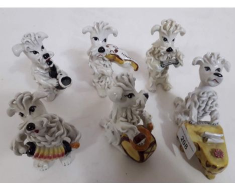 Retro Italian ceramic spaghetti dog band - 6 pieces  