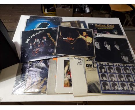 A case of records, various artists including The Beatles, Bob Dylan, The Beach Boys, The Dubliners, Simon & Garfunkel, The Wh