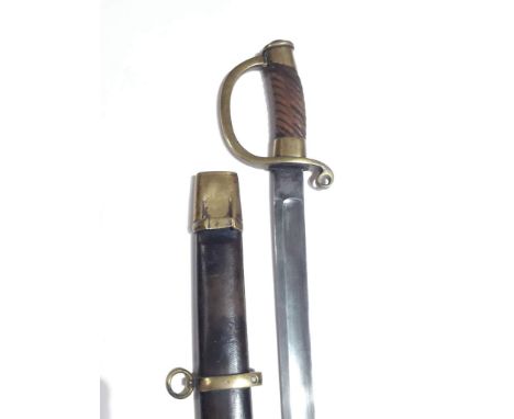 A reproduction Imperial Russian 1881 pattern sword, single edge slightly curved blade dated 1892, length 80.5cm, wooden grip,