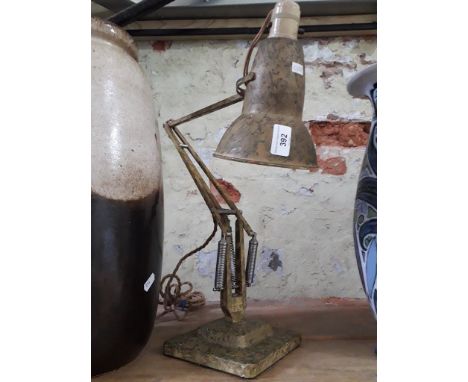 A vintage Herbert Terry mottled gold Anglepoise lamp, crabtree switch.