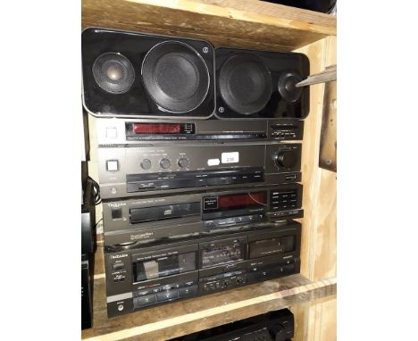 Technics stackable hi-fi system comprising by a stereo double cassette deck RS-TR255, compact disc player SL-P202A, a stereo 