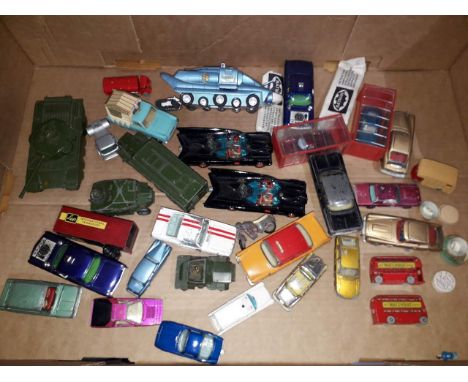 A box of vintage mainly Dinky and Corgi including Batman, Man From Uncle, Ice Cream Van etc.Postage:- £30+VAT (UK only)