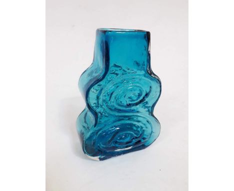 A Whitefriars guitar vase in kingfisher blue, height 18cm.  Condition - good, no damage/repair, general wear.