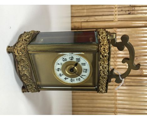 A FRENCH CARRIAGE CLOCK WITH ENAMEL CHAPTER RING