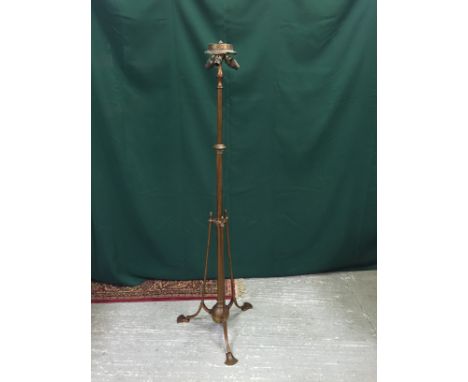ARTS AND CRAFTS STANDARD LAMP COPPER ON BRASS FINISH ATTRIBUTED TO W.A.BENSON