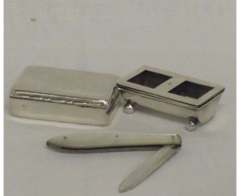 SILVER FRUIT KNIFE , SILVER STAMP TROUGH, SILVER PATCH BOX (RUBBED MARK)