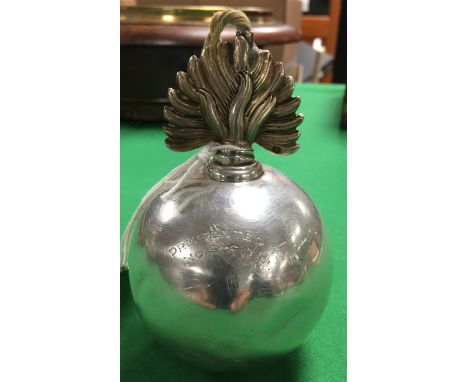 SILVER WALKER AND HALL PRESENTED DESK GRENADE LIGHTER 