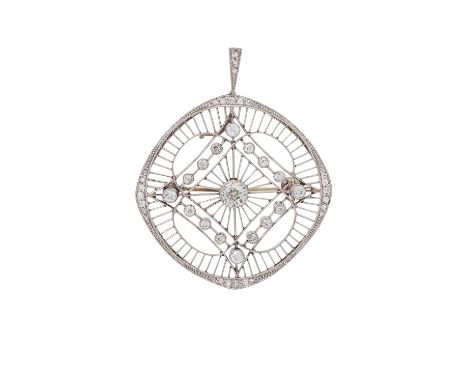 Art Déco Anhänger mit Altschliffdiamanten von zus. ca. 1,1 ct, ca. WEISS-GET (H-M)/SI-P1, Platin-Palladium Legierung, Nadel W