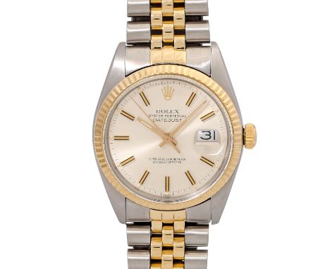 ROLEX Vintage Datejust 36 "Silber", Ref. 16013. Armbanduhr. Edelstahl/Gold 18K. Automatik-Werk, Kaliber 3035. Serien Nr. 6130