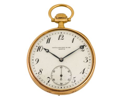 PATEK PHILIPPE Lepine Taschenuhr. Gehäuse und Staubdeckel Gold 18K, Deckel defekt! Handaufzug-Werk. Werk Nr. 114092. Serien N