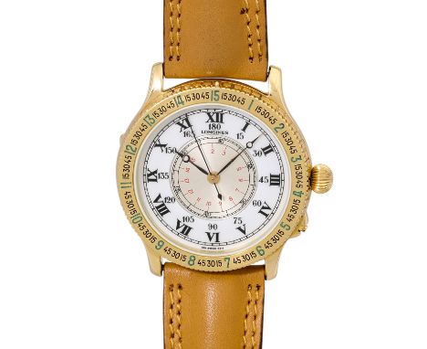 LONGINES Lindbergh. Ref. 5216 Herren Armbanduhr Gold 18K.  Automatik-Werk. Kaliber 989. Pilotenuhr designed von Lindbergh als