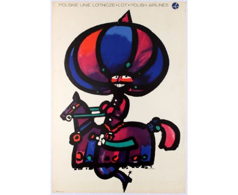 Polish Travel Original Vintage Poster – Polish Airlines (Polskie Linie Lotnicze) - Waldemar Swierzy. Country: Poland. Year: 1
