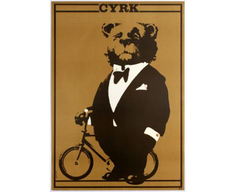 Polish Advertising Original Vintage Poster Cyrk Polish Circus Original Vintage Poster – Bear in Tuxedo with a bicycle – 1974 