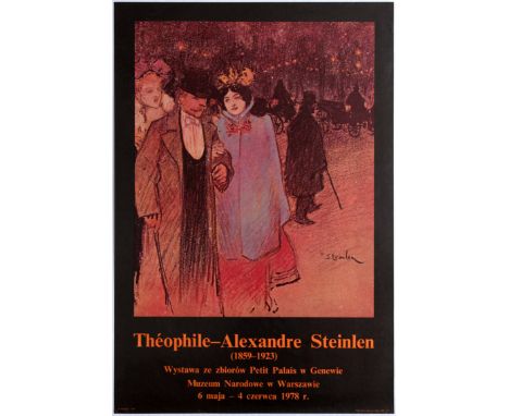 Advertising Original Vintage Poster for a Theophile Alexandre Steinlen exhibition at the National Museum of Poland, 1978. Cou