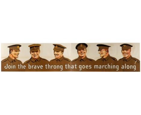 Original vintage WWI Propaganda Poster - Join the Brave Throng that Goes Marching Along. British Army Recruitment Poster - Pu