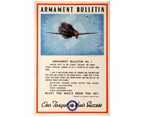 Original vintage World War Two poster: Armament Bulletin No 1, Ministry of Aircraft Production. Image of a German Nazi Luftwa
