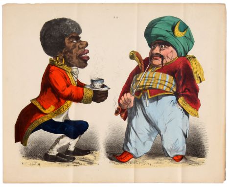 Original Vintage Advertising Poster – Lithograph Epinal Print no 29.  Politically incorrect caricature images of a black serv