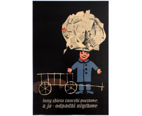 Anti-Waste and Recycling Polish Propaganda Original Vintage Poster – Another collects postage stamps, and I – Useable waste, 