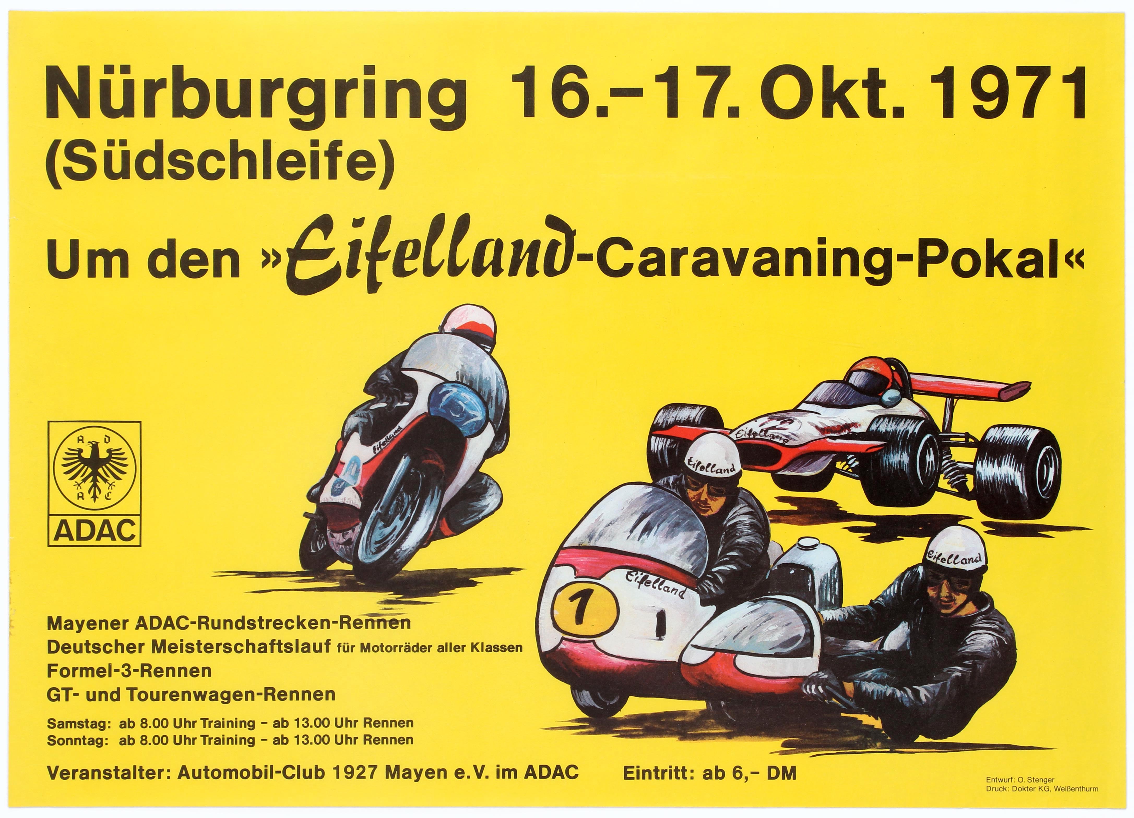 Group Of Two Motocycle And Car Racing Posters 1 Sport Original Vintage Poster Nurburgring Mo