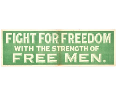 Original vintage WWI Propaganda Poster - Fight for Freedom with the Strength of Free Men. British Army Recruitment Poster - P