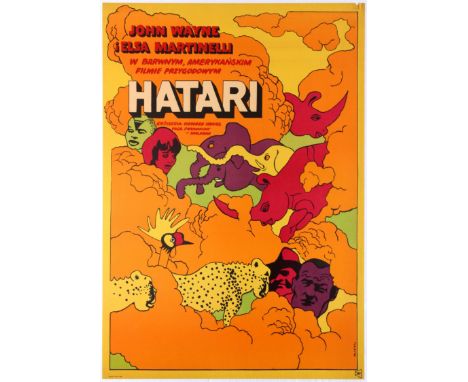 Polish Movie Original Vintage Poster for the American film Hatari directed by Howard Hawks - Waldemar Swierzy Starring John W