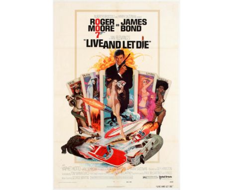 Movie Original Vintage Poster for James Bond 007 Live and Let Die.  Ian Fleming's Live and Let Die, the 1973 Guy Hamilton Eng