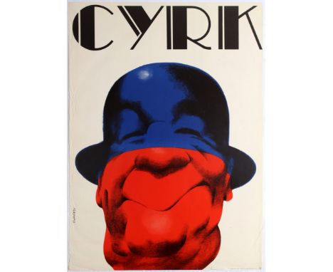 Advertising Original Vintage Poster – Cyrk Polish Circus Original Vintage Poster – Clown face with bowler hat – 1970 – Waldem