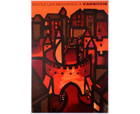 Polish Travel Original Vintage Poster – Welcome to Warsaw (Soyez les bienvenus a Varsovie) – Waldemar Swierzy Country: Poland