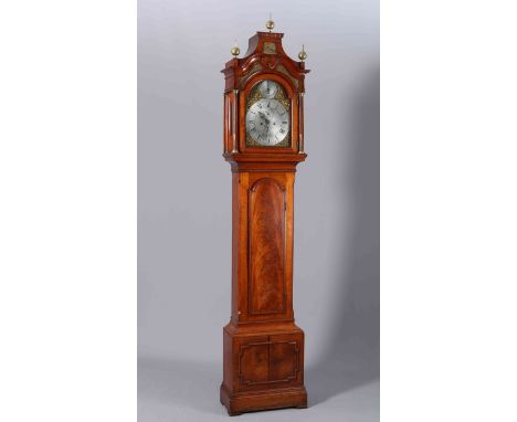 A GEORGE III MAHOGANY EIGHT DAY LONGCASE CLOCK, WILLIAM SMITH, LONDON, the 11½ inch brass and silvered break arch dial with s