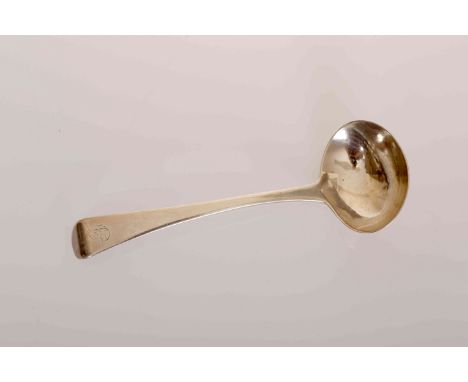 A GEORGE III SILVER LADLE, Robert Cattle & James Barber, York 1808, Old English pattern, engraved with an initial. 17cm