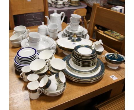 Royal Doulton Carlisle patterned part dinner, tea and coffee service including white & gilt bordered tea ware etc.