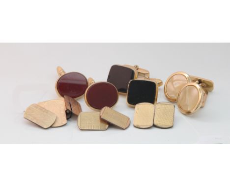 Gents vintage cufflinks to include 2 pairs gold front and back cufflinks and various other plated cufflinks
