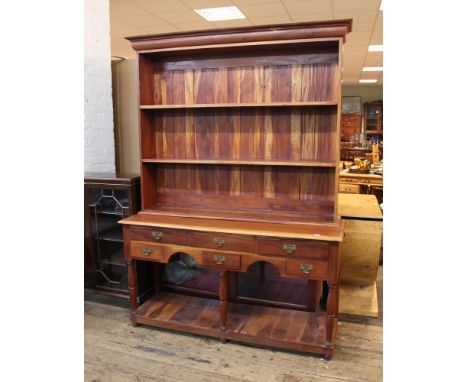 5' mahogany Welsh style dresser with shelf back, drawers and plate rack under