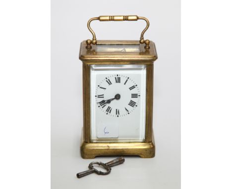 French brass carriage clock with key