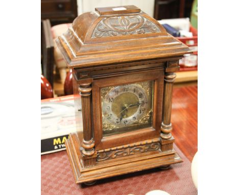 Edwardian bracket clock in walnut case converted to electric movement 