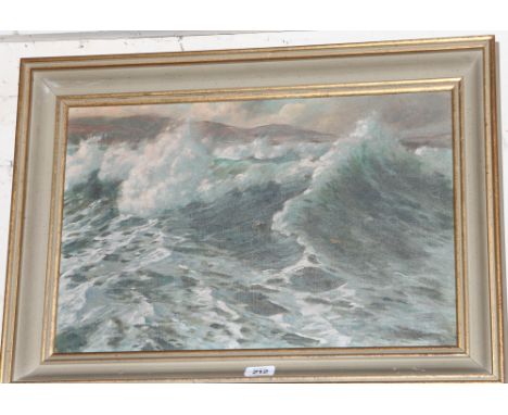 Seascape oil painting of rough seas attributed to William Collins