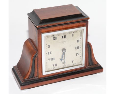 Early 20th century Mappin and Webb mantel clock in walnut case 