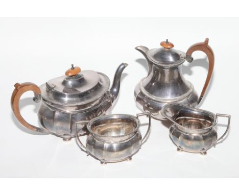 4 piece hallmarked silver tea service, Birmingham 1932, makers mark Greenberg & Co. Gross weight of all pieces 54 troy ounces