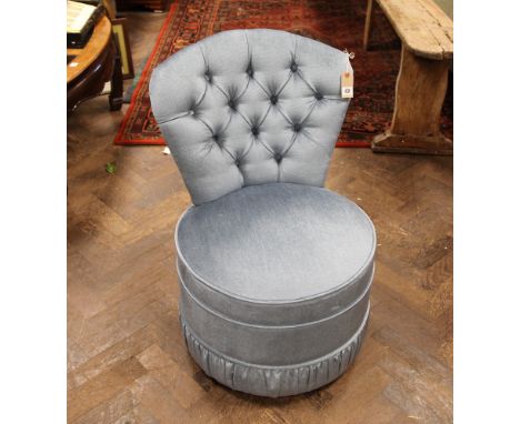 Blue dralon upholstered button backed bedroom chair
