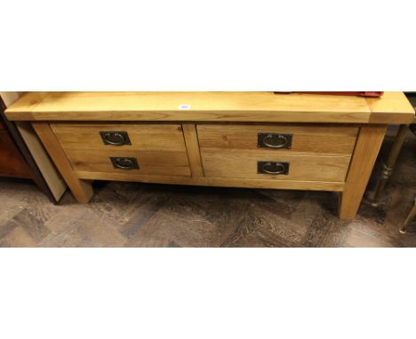 Very large modern light oak coffee table with 4 drawers under