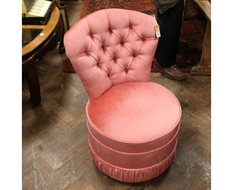 Pink dralon upholstered button backed bedroom chair