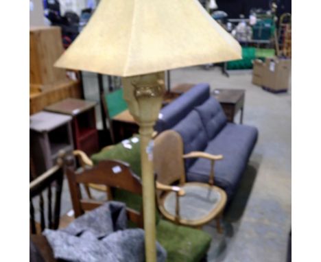 Standard room lamp with heavy base. Oak dining table and six chairs. Not available for in-house P&amp;P 
