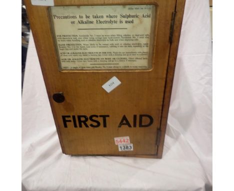 Wood wall hanging first aid box, no contents, 43 x 28 x 17 cm. Not available for in-house P&amp;P