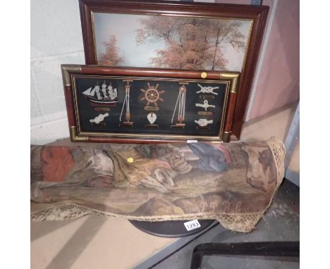 Mixed items including ships knot collage picture, mirror and a tapestry. Not available for in-house P&amp;P