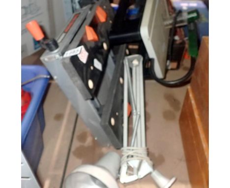 Black &amp; Decker vice and a mini electric bandsaw and an Anglepoise lamp. Not available for in-house P&amp;P 