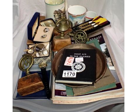 Collection of mixed items including military related cufflinks and commemoratives. UK P&amp;P Group 3 (£30+VAT for the first 