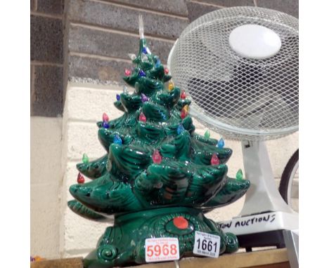 Large ceramic Christmas tree lamp with coloured plastic illuminations. Not available for in-house P&amp;P 
